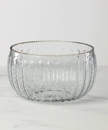 Large Ruffle Glass Artisan Crafted Bowl